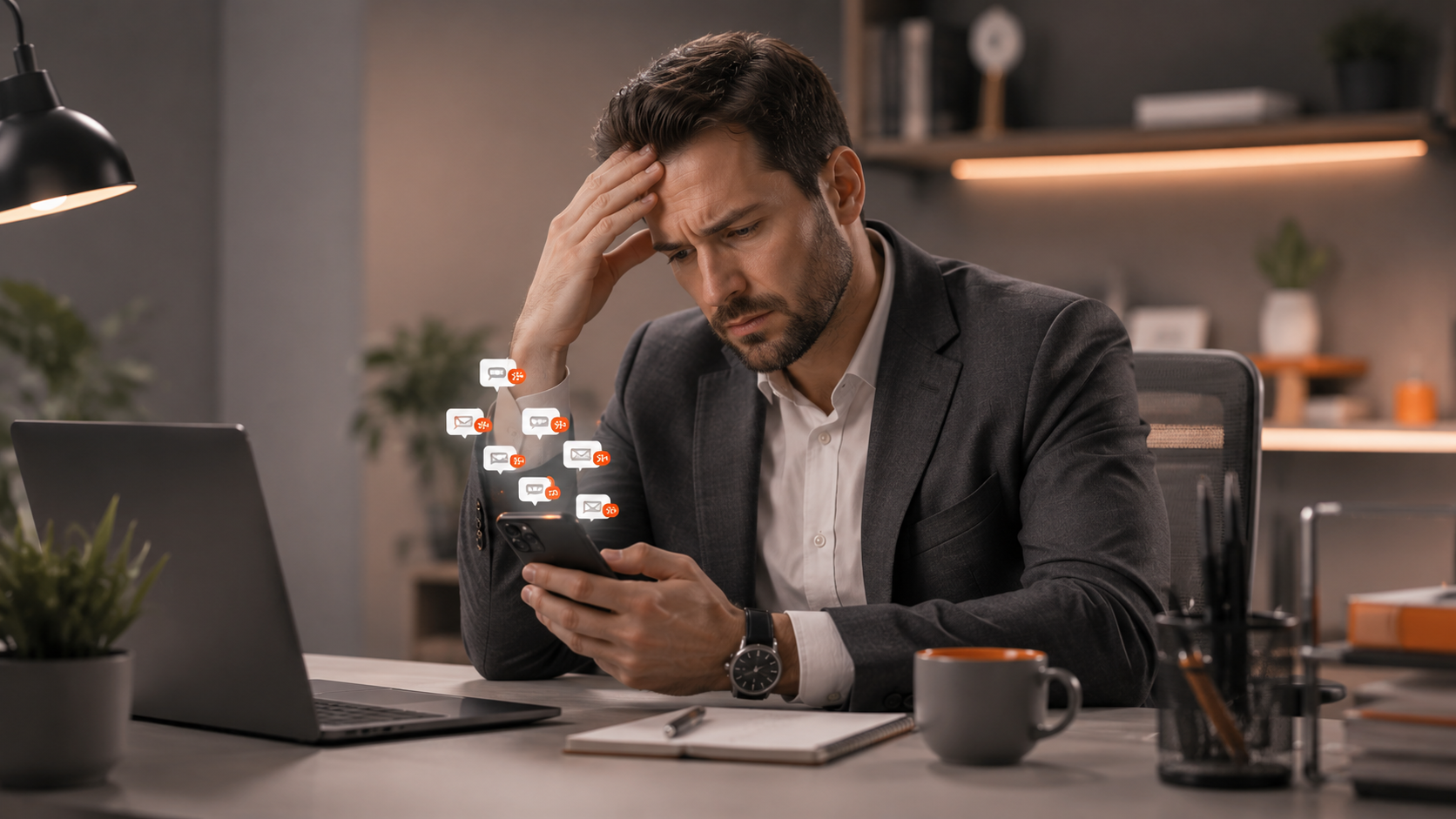 Gestor sobrecarregado com notificações de WhatsApp não respondidas