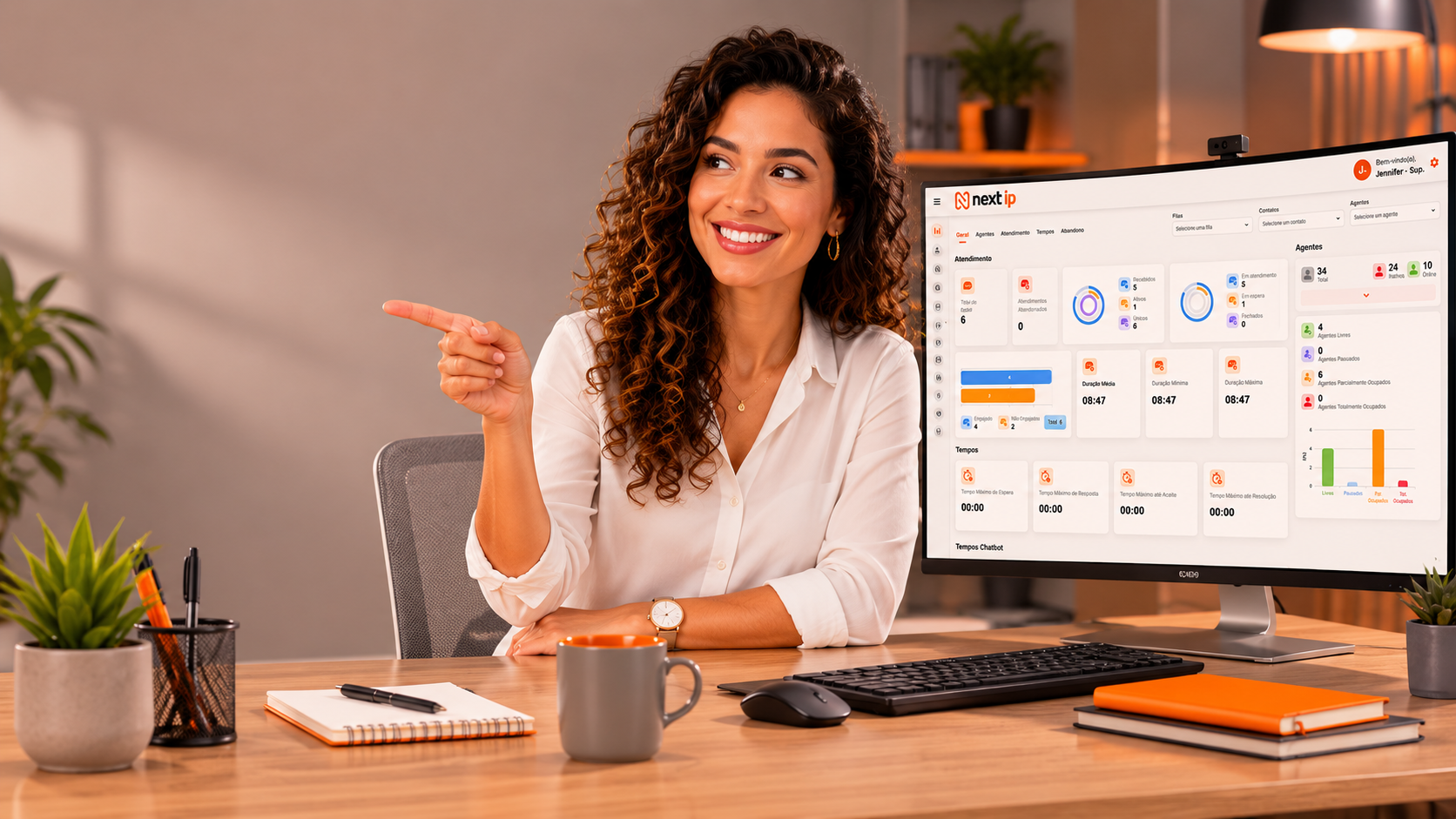 Equipe Next Ip analisando o dashboard do supervisor